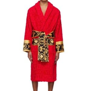 Versace Medusa Baroque Robe XXL Red Gold Luxury Bathrobe BNWT
